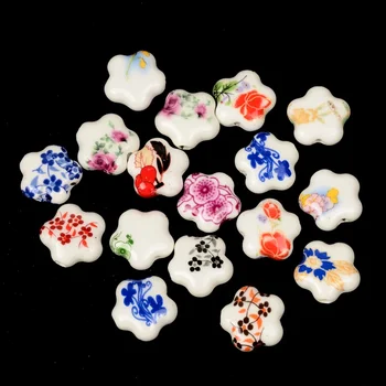  Керамични мъниста във формата на модния цвете 15 мм, мъниста, с дупки, порцеланови мъниста, ръчно изработени, 23 цвят за направата на бижута