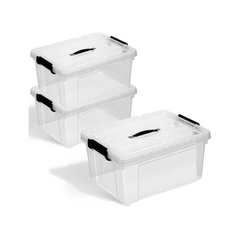  Кутия за съхранение с капак, комплект от 3-те модерни штабелируемых кутии за организация и съхранение, изключително здрави