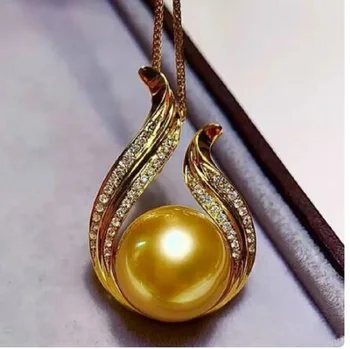  Прекрасна 12-13 мм златното колие akoya с натурален кръгли перли във формата на миди 18 