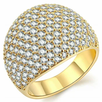  Луксозна дамска мода, Сребърен / бъде позлатен пръстен с бял цирконий, Юбилейна бижу пръстен, Размер 6-10