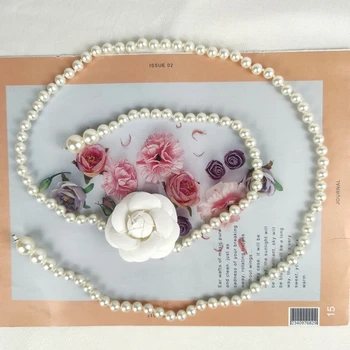  Декоративна перлена поясная верига, колан с цветя камелия, Кристална перла цвете