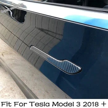  Външна врата копчето Lapetus, подплата за защита от надраскване, 4 бр. За външни части на Tesla Model 3 2018 - 2021 г. от въглеродни влакна