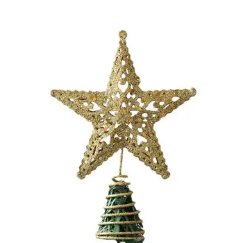  Златен Блясък На Коледната Елха Топ Желязна Звезда Коледна Украса За Дома Коледно Дърво Украса Навидад Нова Година 2022 Натал Ноел