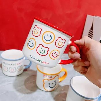  Детска чаша, прибори за напитки, Персонализирана чаша, Скъпа чаша за кафе с анимационни мече, порцеланови чаши за кафе в корейски стил, Чай и прибори, подарък за кафе