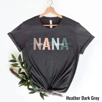  Изработена по поръчка тениска Nana, Тениска За майки С имена, Персонални тениска Nana, Риза за Деня на майката, Тениска Nana С имената на децата, Изработени по поръчка Nan