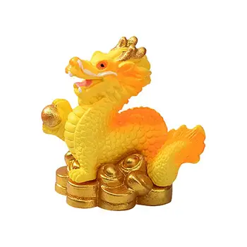  Мини-статуята на Зодиакалния Дракон Годината на Дракона Златен Орнамент от смола на Зодиакалния Дракон миниатюрни Пейзаж украса на интериора на колата
