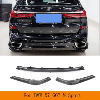  3ШТ Дифузьор от въглеродни влакна Задна Броня за BMW X7 G07 2019-2023 M-SPORT 4-Местен Истински въглеродни влакна Дифузер на Задната Броня за Устни