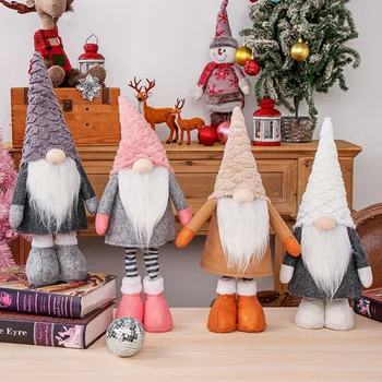  Коледен гном, плюшен безлични кукла с разтегателен пружинящими крака, Коледни украси за дома, Декорация на работния плот, Коледни подаръци