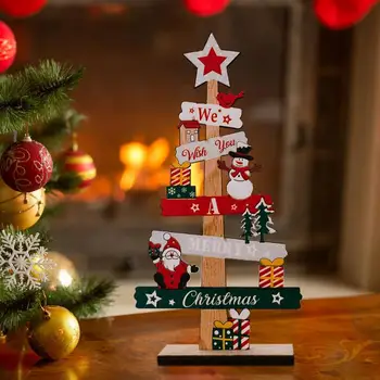 Настолна Коледна Елха Дядо Коледа е Коледна Дървена Табела САМ Декоративна Плоча, Коледна Украса 2023 Навидад Party Коледни Подаръци