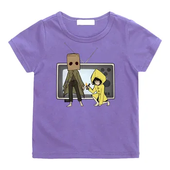  Тениски с принтом Манга Little Nightmares Тениска за момчета с картина на Kawai, Тениска за момичета от 100% памук Тениска Funko Поп с къс ръкав