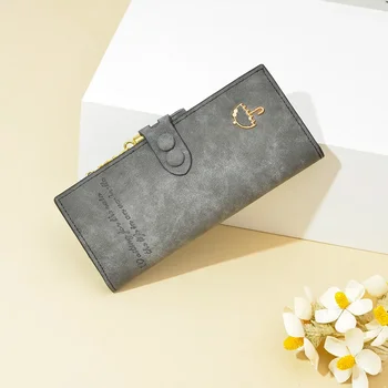  Нов дамски дълъг портфейл Wallet, реколта matte чанта-окачване с пискюл, трехстворчатая чанта с няколко карти