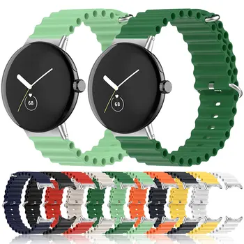  Силиконов ремък Ocean за смарт часа Google Pixel Watch, гривна Correa Accessories, каишка за Pixel Watch Sport Active Band