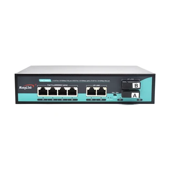  Wanglink 4 порта 10/100 М PoE + 2 порта 100 м Възходящ канал Ethernet + 2 порта 100 М SFP AI PoE Комутатор 96 W Вътрешен източник на захранване 6 KV
