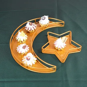  1бр Тава с лунна звезда Ейд Мубарак Метална Проста форма за торта на Съдове за съхранение на десерти, Сервировочный титуляр за дисплея
