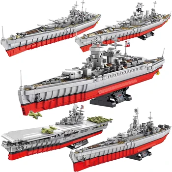  WW2 Военен голям военен кораб от серията строителни блокове Тухлена модел MOC Оръжие Крайцер Лодка Оръжие солдатский набор от Детски играчки, Подарък за празника на момчето