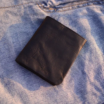  AETOO Short мъжки преносима чанта за съхранение, мъжки портфейл от кожа на първия слой, долно оттичане ултра-младежки скоба за пари, малка в чантата си