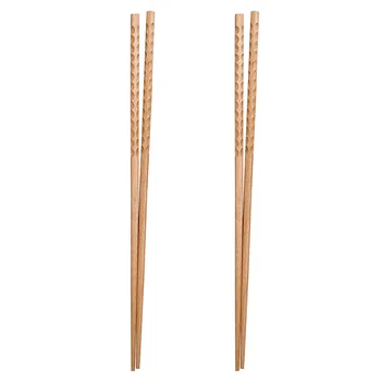  2 Чифта Юфка Ramen Дълги пръчици за хранене Гореща пот на Дървена Посуда за приготвяне на храна Дървена