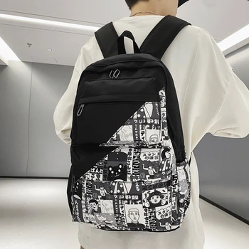  Мъжки училищна чанта Harajuku за момичета, женски раница с принтом Графити, женствена чанта за момчета-книги, найлонов Модерен женски раница за лаптоп, студентски