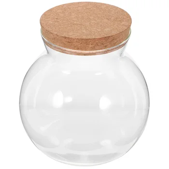  Стъклен буркан за бонбони Контейнер за съхранение на шоколадови бонбони Стъклена кутия за чай на Контейнера за зърна с капак (1800 мл)