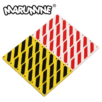  Предупредителни знаци от плочки Marumine 1x4 дървен материал, 20PCS тухли MOC, опасна ивица, аксесоари за изграждане на блоковете, подходящи за баррикаде от плочи 2431 p52