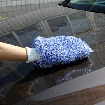  Рукавица за автомивки, не впитывающая драскотини, дълга плюшен ръкавица за миене на коли от микрофибър кърпа за Влажно и сухо ползване, нетната ръкавица за почистване на автомобили